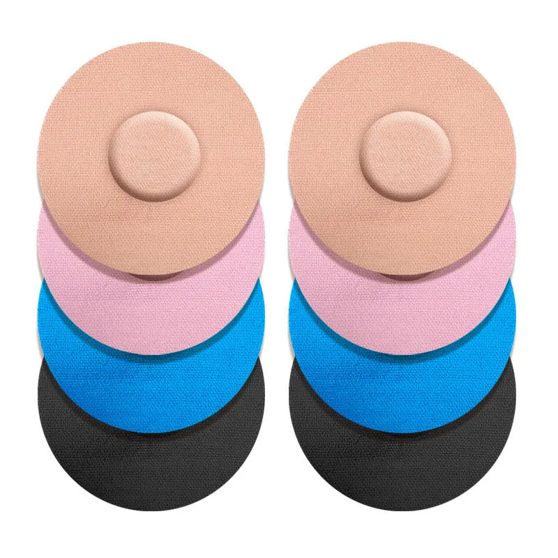 Sports anti-slip adhesive patch for sensor attachment in black, skin colour, pink, and blue options