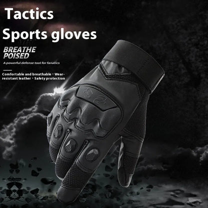 Men's black tactical gloves with touchscreen fingertips for training and commuting activities