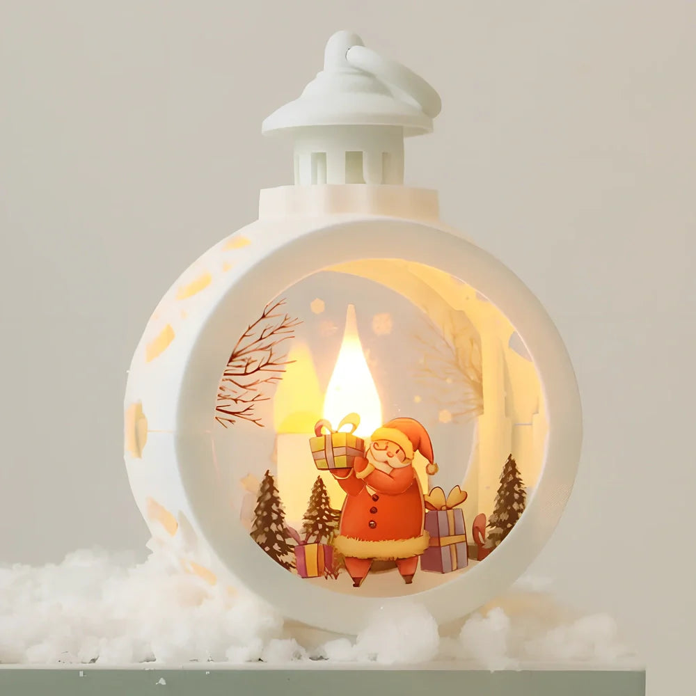 Christmas candle light decoration with retro window design measuring 15cm height