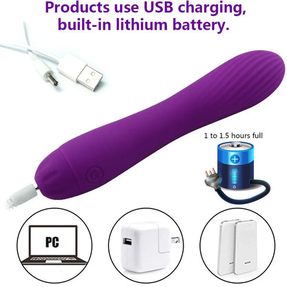 Pink USB-rechargeable silicone personal device with matching box packaging