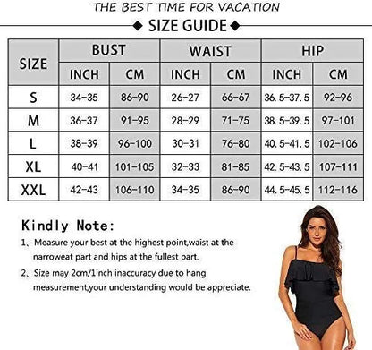 Black one-piece swimsuit with ruffled straps and cut-out design for swimming sports