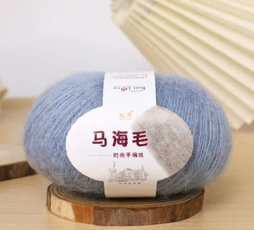 Mohair scarf DIY kit with wool ball and hand-weaving instructions for 180cm spring accessory