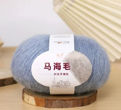Mohair scarf DIY kit with wool ball and hand-weaving instructions for 180cm spring accessory