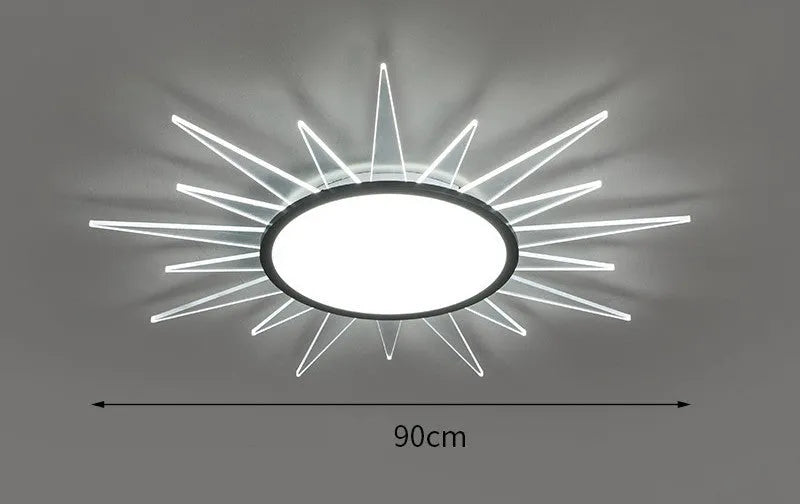 Round aluminium LED ceiling lamp with remote control for dimming, available in multiple sizes