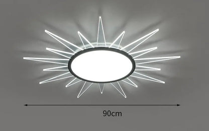 Round aluminium LED ceiling lamp with remote control for dimming, available in multiple sizes