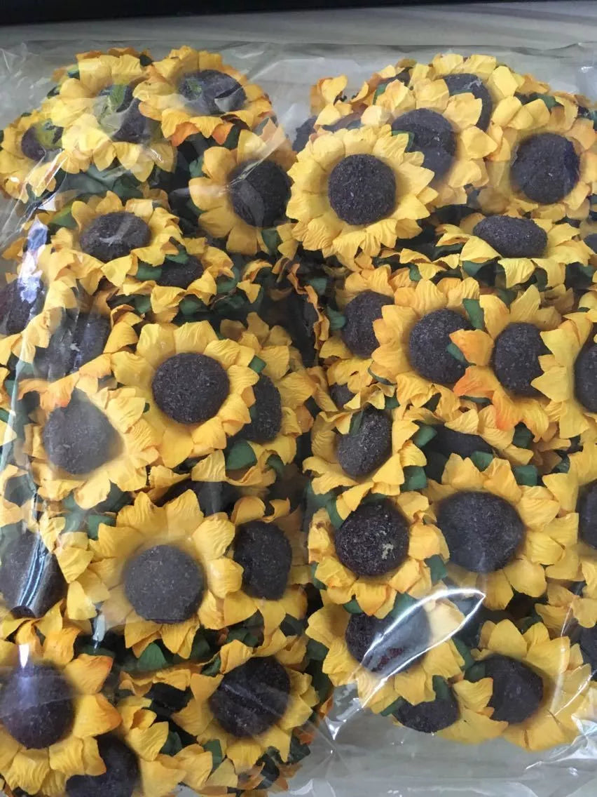 DIY sunflower garland and bouquet set for wedding decorations in vibrant yellow and orange