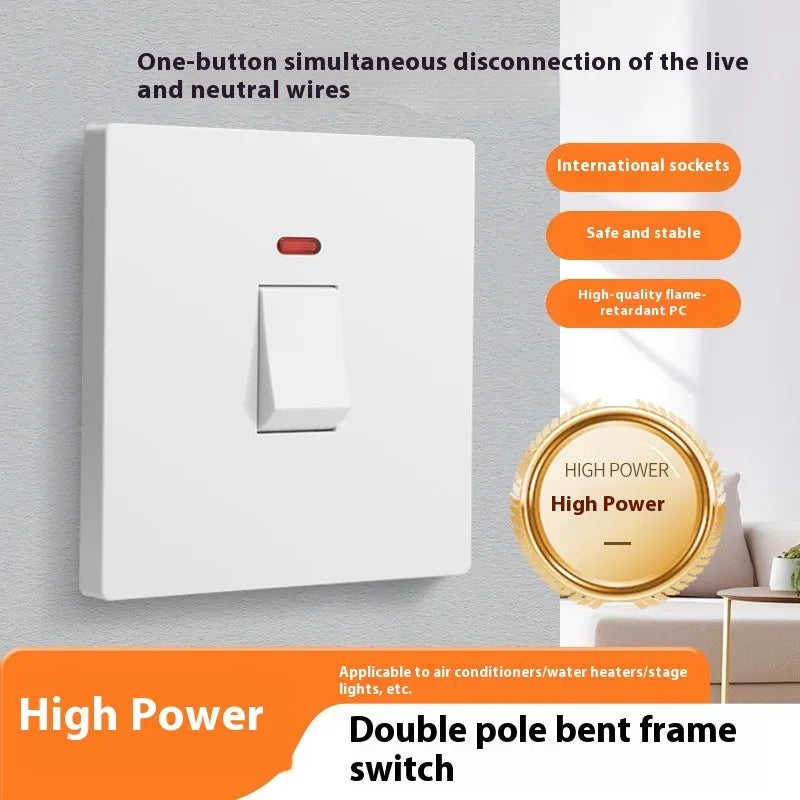25A and 45A 3P high-power socket switches in gold, grey, or white for curved rack electrical panels