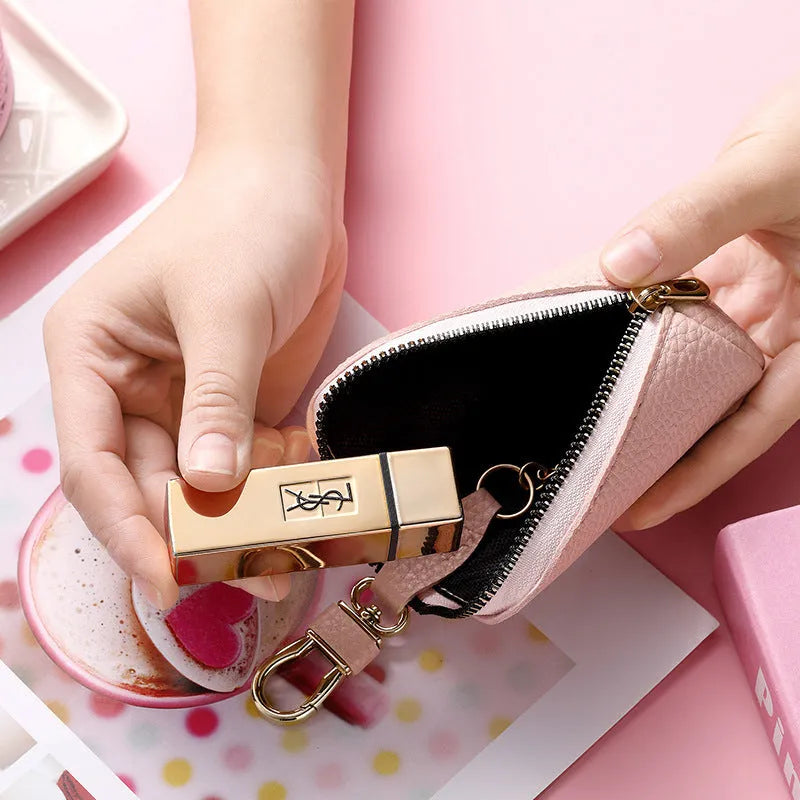 Men's car key holder case with zipper closure for secure daily organisation, made from lightweight waterproof PU leather in black grey pink macaron colours, minimalist urban style key ring wallet with wear-resistant lining