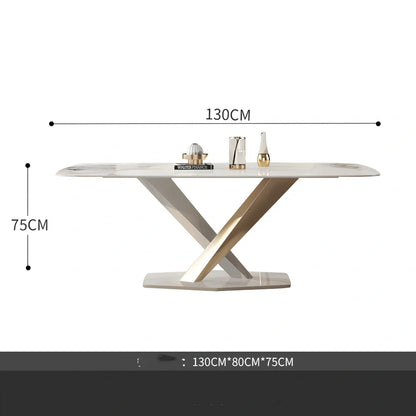 Stainless steel dining table with bright slate finish measuring 130cm long by 70cm wide