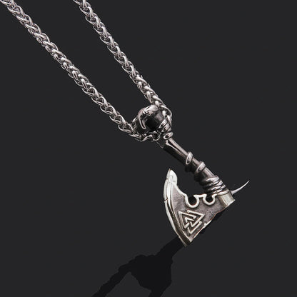 Men's stainless steel axe pendant necklace with orchid chain, stylish and durable jewelry