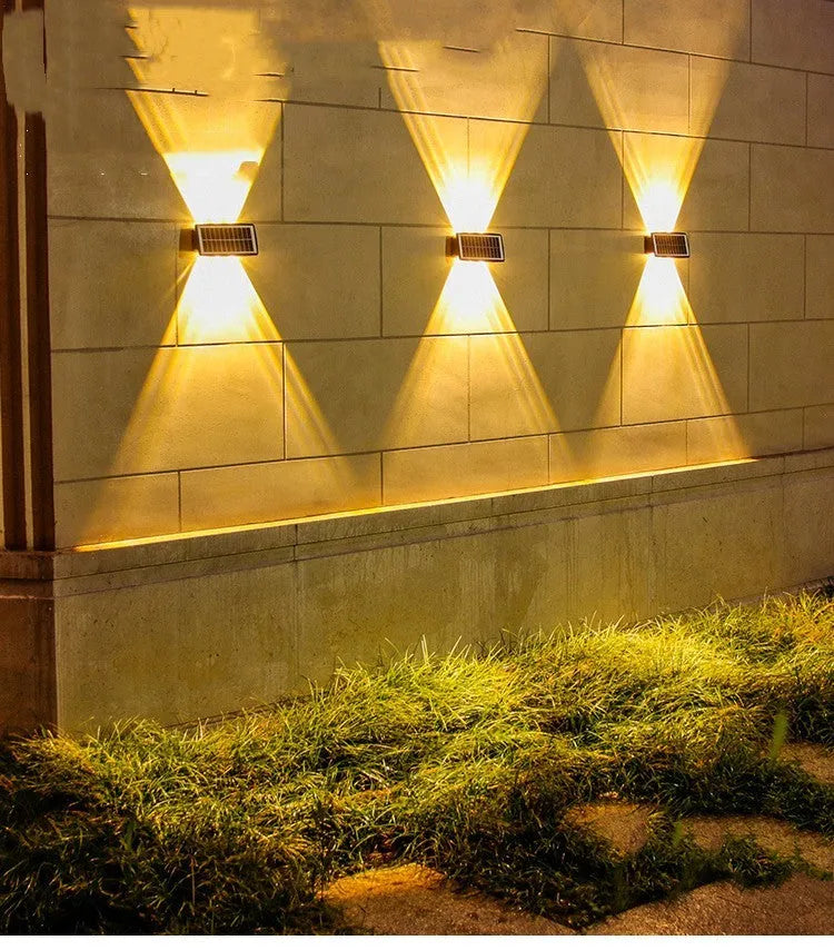 Solar outdoor wall light with 4 LED beads, ABS PC body, white warm yellow colour light options