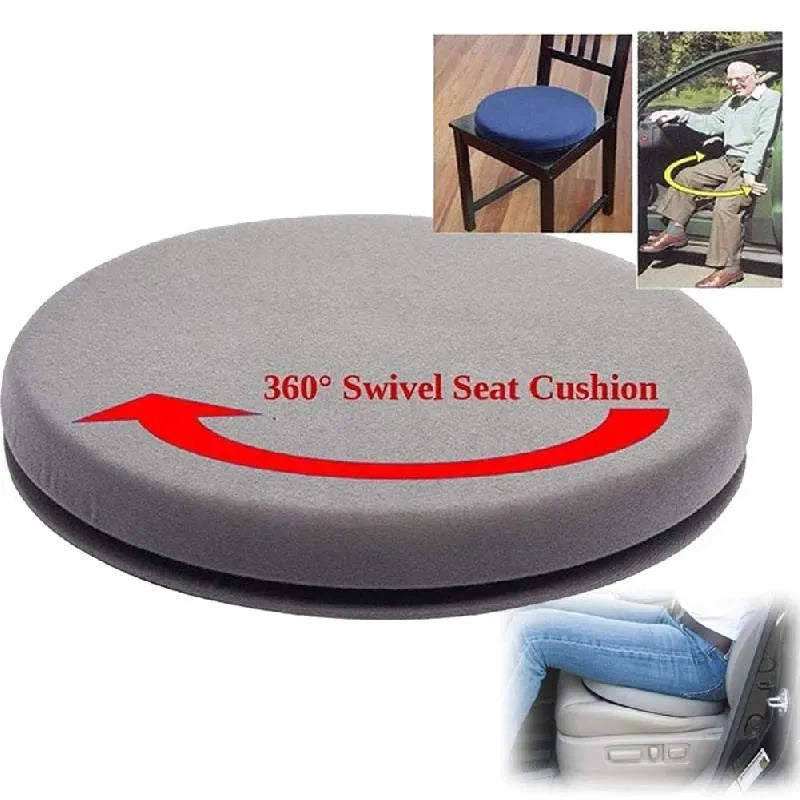 360-degree rotating car seat cushion with 6cm thick slow rebound sponge and non-slip base, 40cm diameter