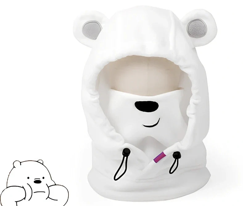 Brown Bear cartoon ski helmet head cover for winter sports protection with elastic band