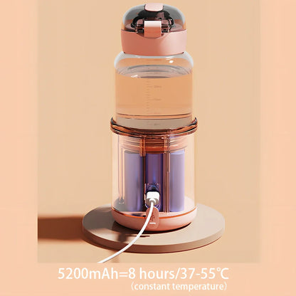 Wireless portable milk mixer with glass construction maintaining constant 37°C temperature for baby formula