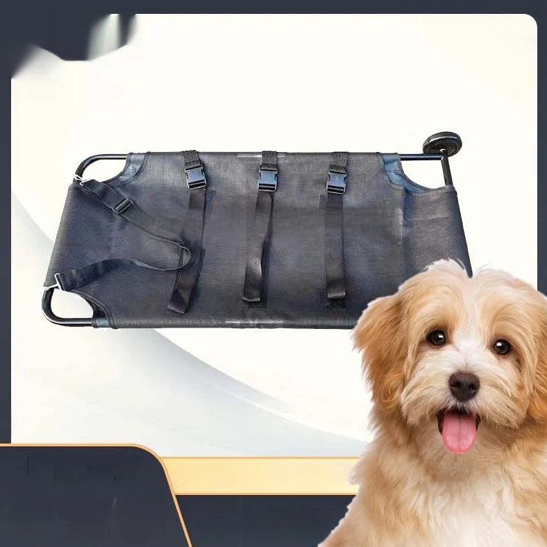 Black aluminium alloy foldable pet stretcher with 120cm length for dog emergency transport