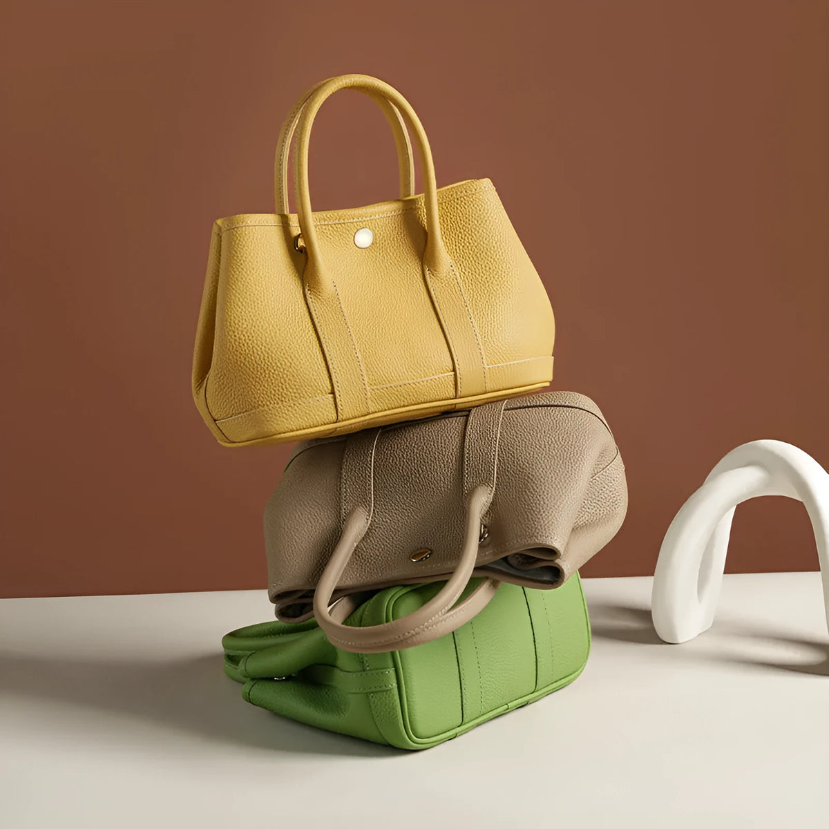 Genuine leather crossbody bag for women in first layer cowhide, horizontal square shape, single shoulder strap, shown in chicken yellow