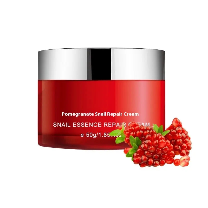 Pomegranate skincare set with four red packaged products for oily and combination skin