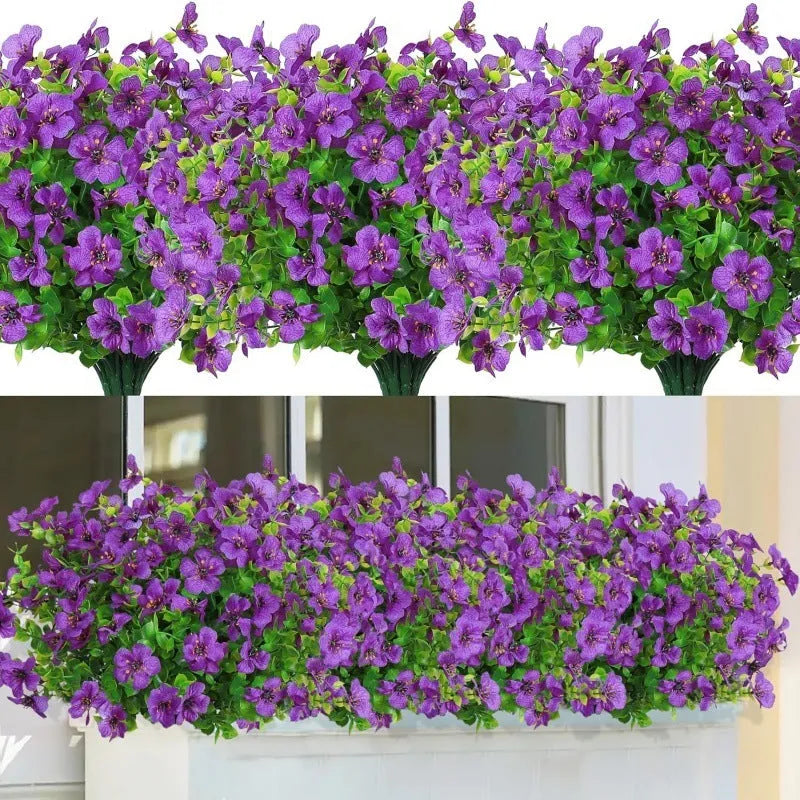 Artificial eucalyptus violet flower stem in plastic, available in seven colours for home and wedding decor