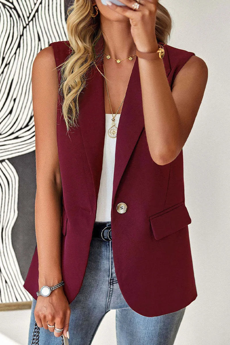 Women's loose fit sleeveless suit vest in various colors