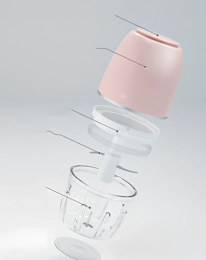 Household electric ice crusher in cherry blossom powder with 200W motor and 105mm square design