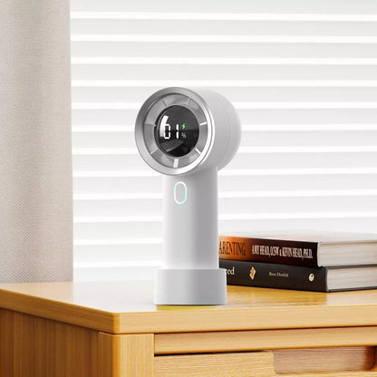 Rechargeable mini air conditioner portable fan with LED display in multiple colors