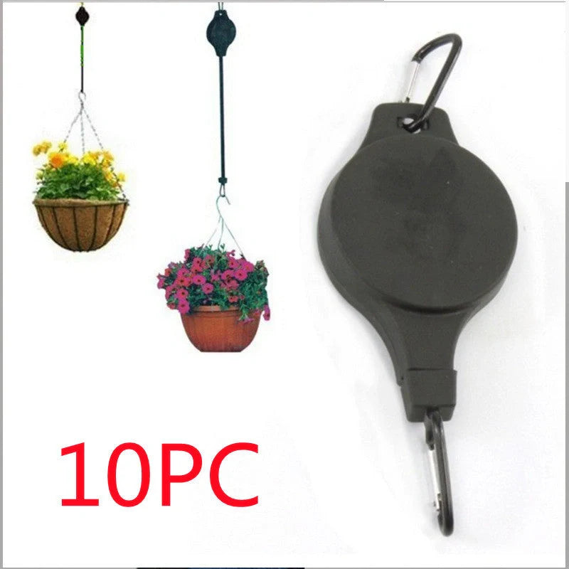 Adjustable hanging hook with pulley system for bird cages and baskets