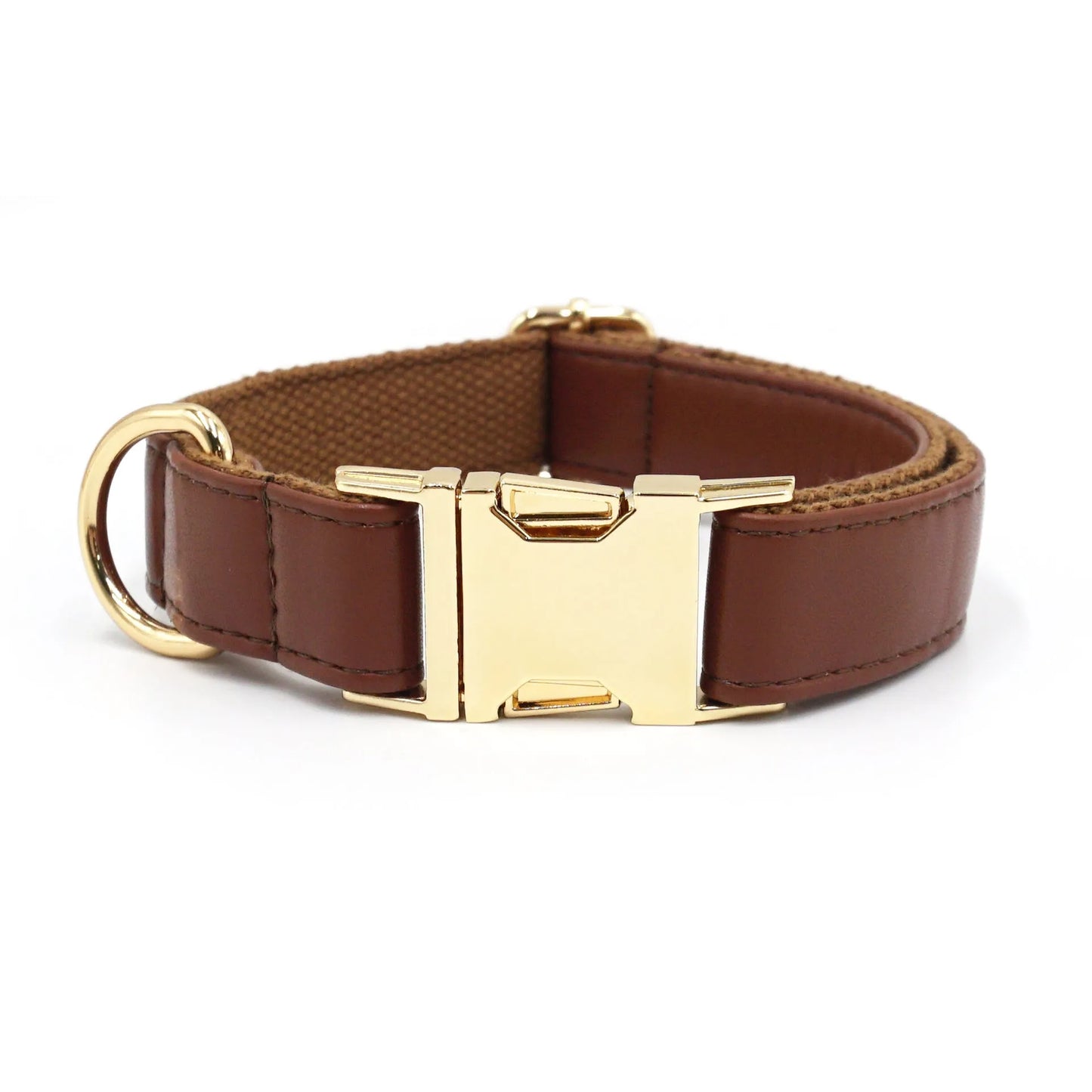 Velvet leather dog collar with colour block design showing buckle fastening in available colour options