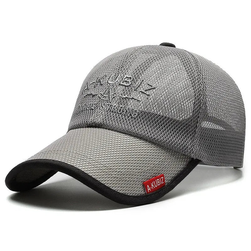 Adjustable mesh baseball cap in army green with dome crown and cotton fabric