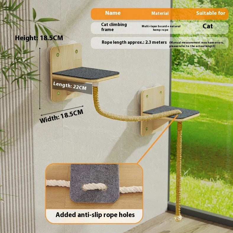 Suspended cat scratching chamfer with space capsule and sisal scratching surfaces