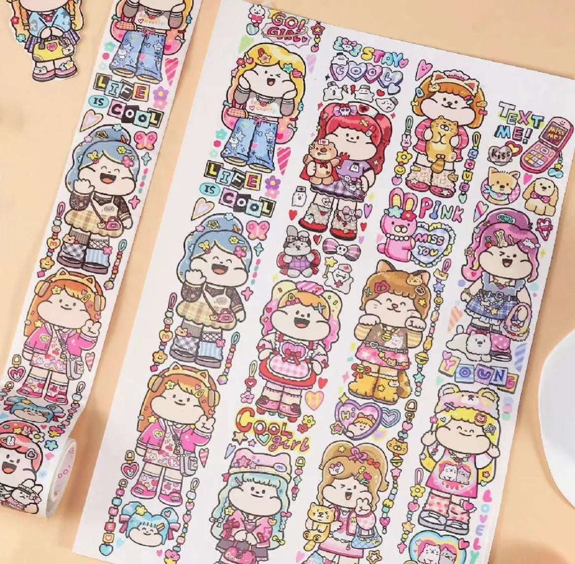 Haemorrhoid tape packaging stickers with cute cartoon characters on Japanese paper, 42 style options