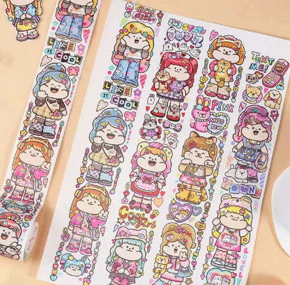 Haemorrhoid tape packaging stickers with cute cartoon characters on Japanese paper, 42 style options