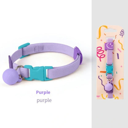 High elasticity polyester pet collar for small dogs in seven colours with 22-32cm adjustable range