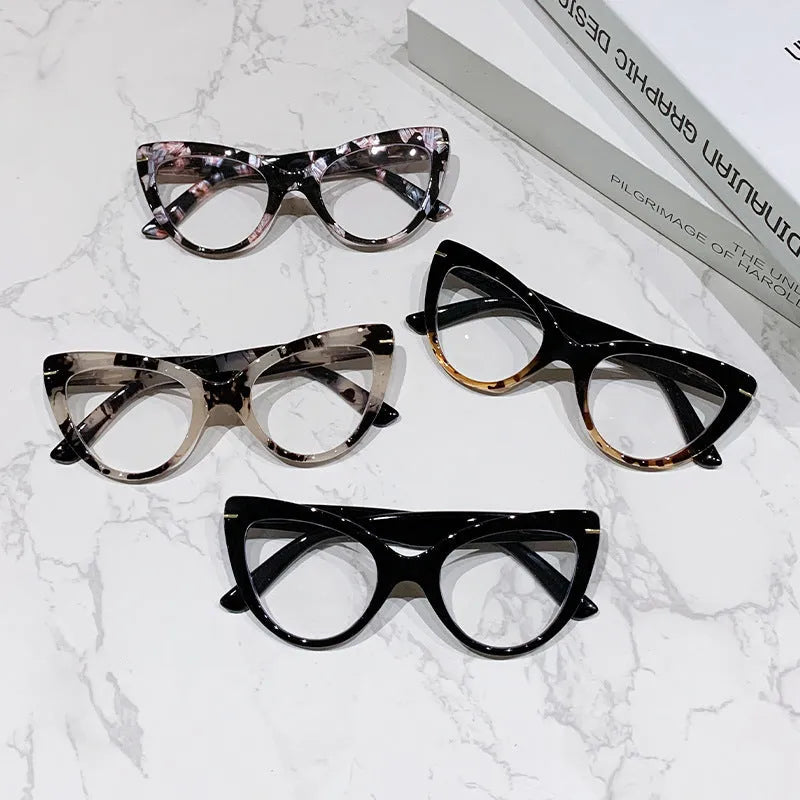 Women's Cat's Eye High Prescription Reading Glasses with 8 Diopter Options and Large Frame for Enhanced Lens Area and Clear Vision
