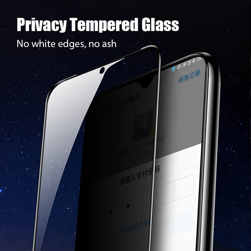 Minimalist anti-spy privacy screen protector for Xiaomi Poco and Redmi Note mobile phones.