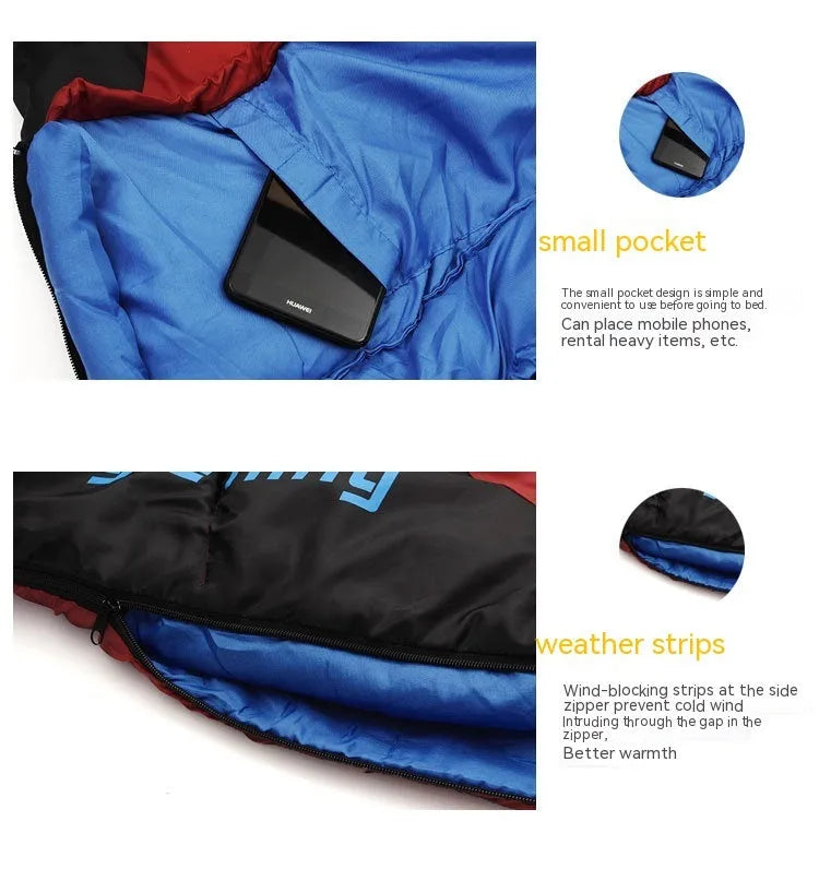 Outdoor mummy sleeping bag in army green with a compression sack, shown unrolled.