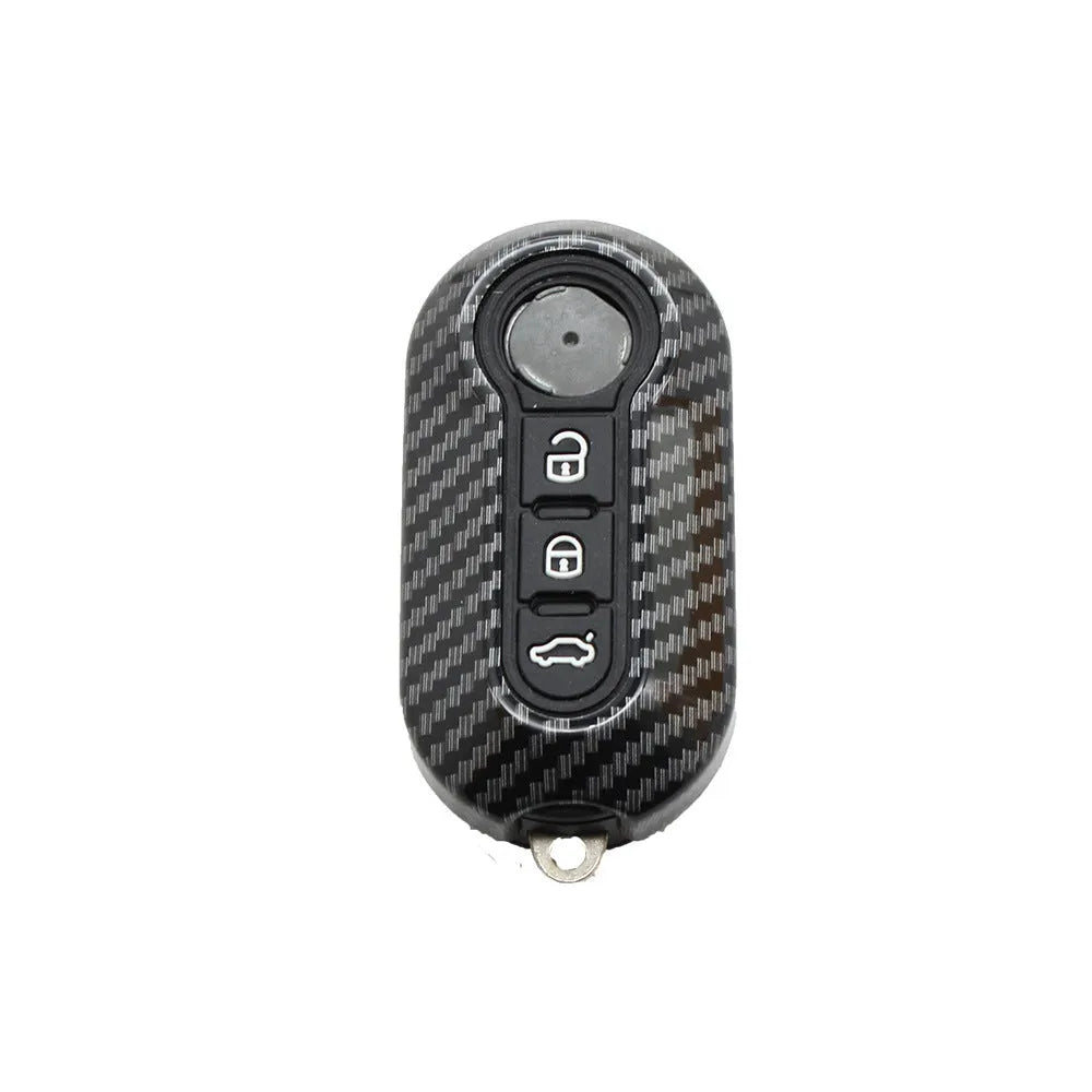Fiat 500 Boyue FYT remote key case replacement shell in carbon fibre ABS plastic