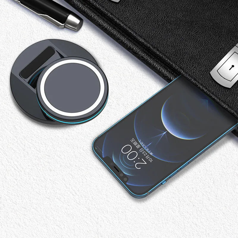 Magnetic Magsafe 3-in-1 folding wireless charging stand for iPhone 12 showing adjustable angles