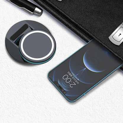Magnetic Magsafe 3-in-1 folding wireless charging stand for iPhone 12 showing adjustable angles