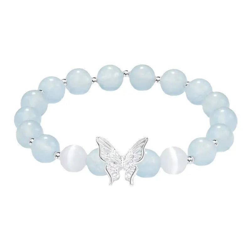 Women's handmade crystal bracelet with princess bow design and butterfly colour options