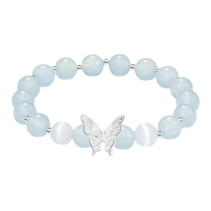 Women's handmade crystal bracelet with princess bow design and butterfly colour options