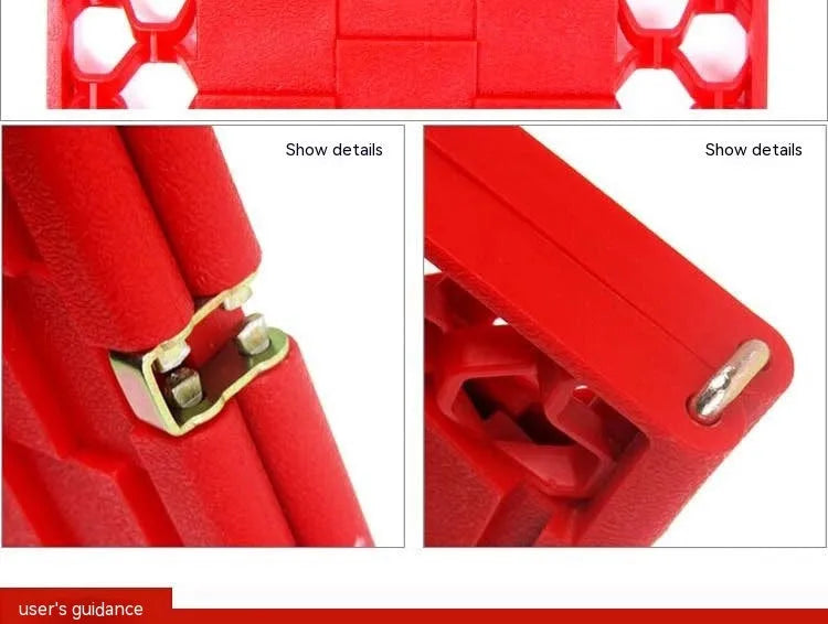 Pair of orange folding anti-slip car rescue boards for snow and mud recovery