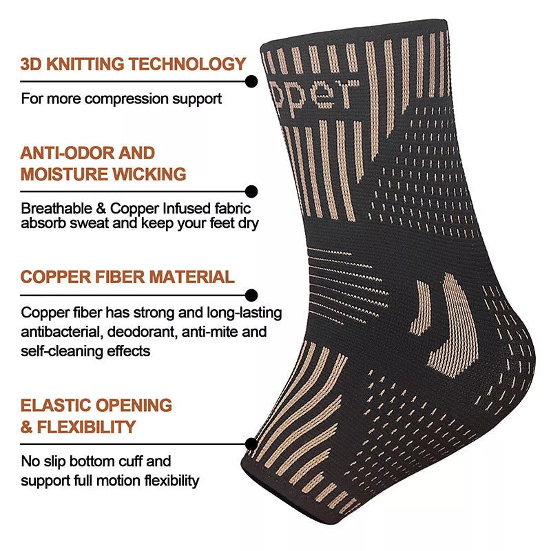 Copper Ion Ankle Support for sports activities in gold color