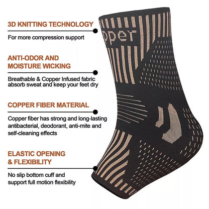 Copper Ion Ankle Support for sports activities in gold color