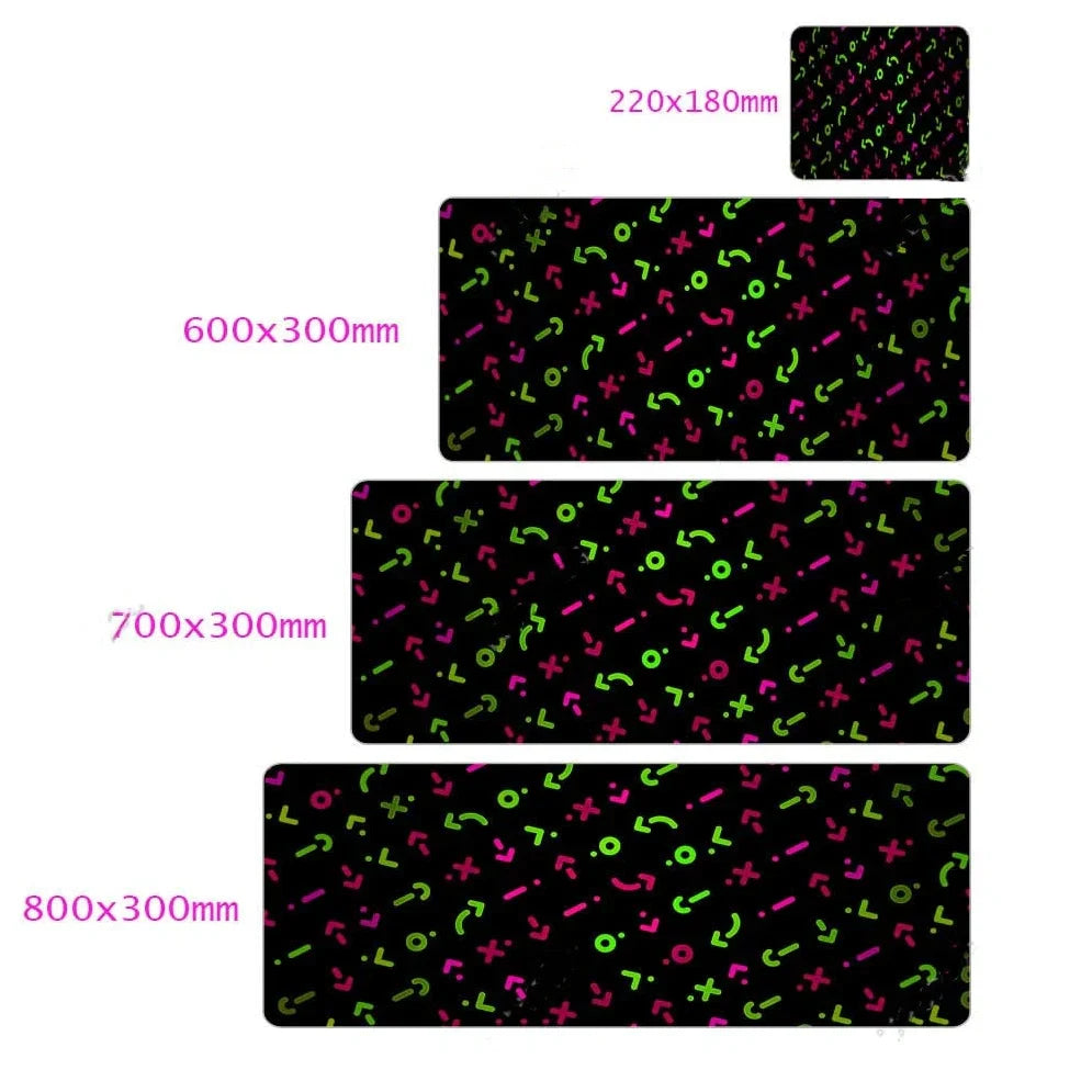 Character gaming mouse pad with 300x800mm surface and rubber base for precise tracking