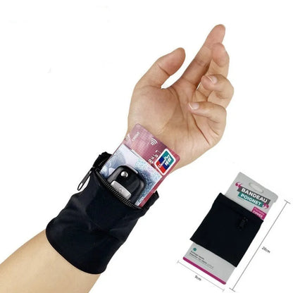 Wrist bag armband sleeve with 10cm width and 10.5cm height compartment for mobile phones