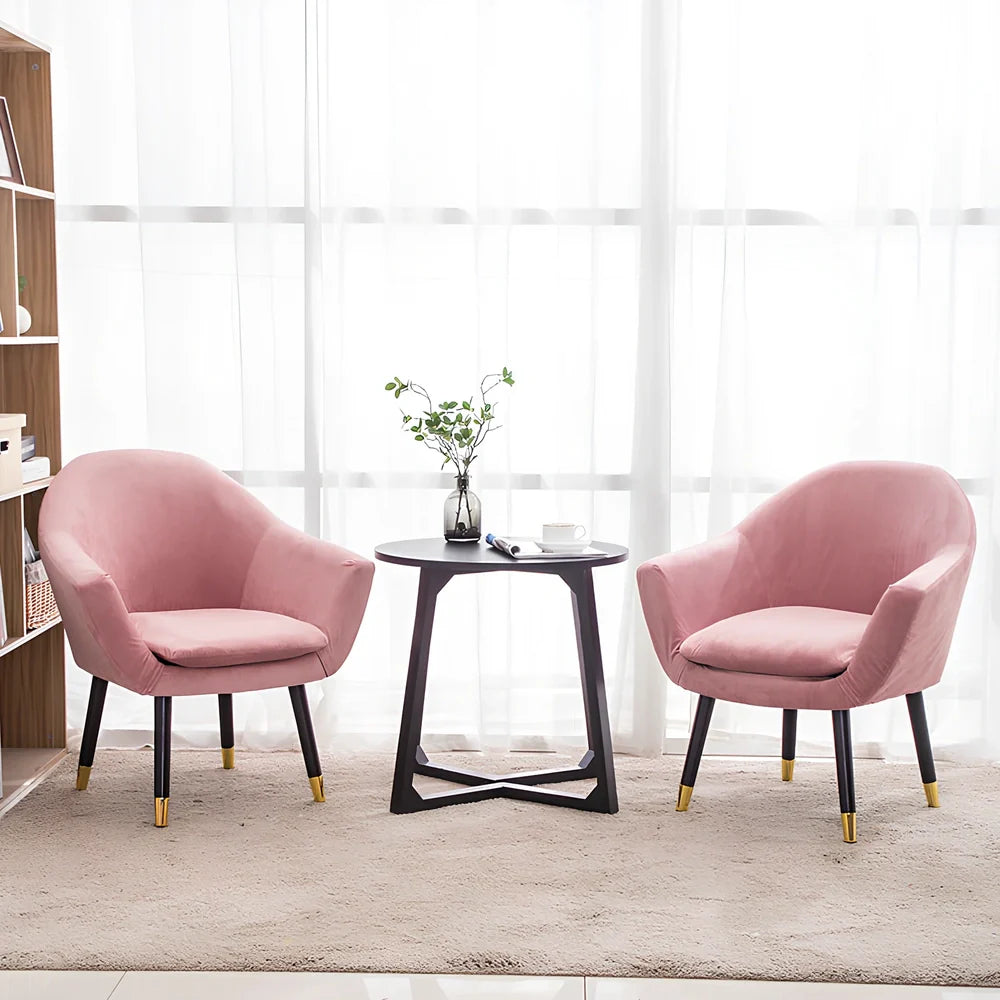 Pink fabric lounge sofa chair with compact 72cm width for small living spaces