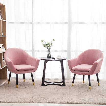 Pink fabric lounge sofa chair with compact 72cm width for small living spaces