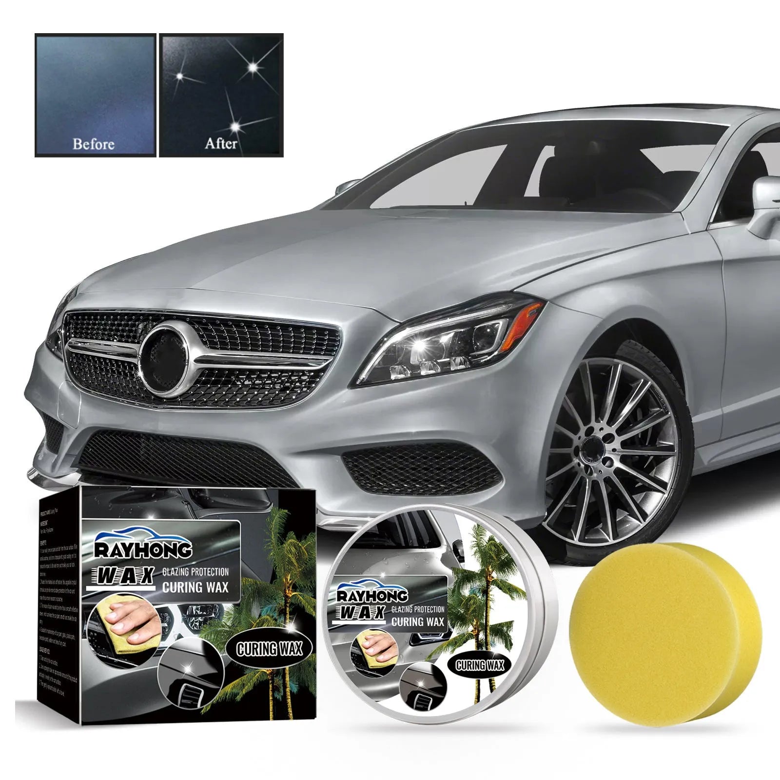 100g car coating wax tin with application sponge for automotive paint protection