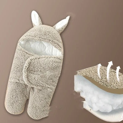 Baby Hold newborn swaddle sleeping bag with lamb wool fabric in blue colour option