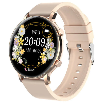 Bluetooth smartwatch with stainless steel strap showing heart rate monitoring display